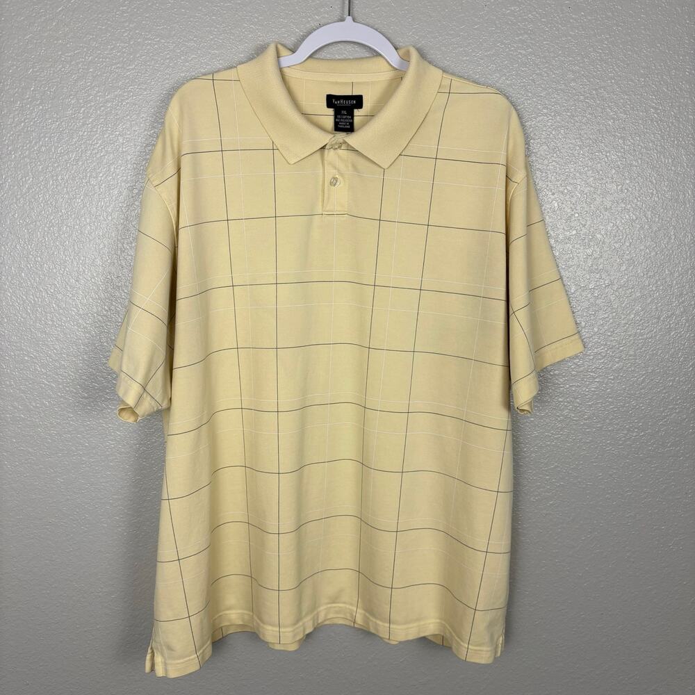 Van Heusen Men’s XXL Yellow Cotton Blend Polo Collared Short Sleeve T-Shirt